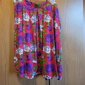 Floral Women's Skirt - Red and Purple